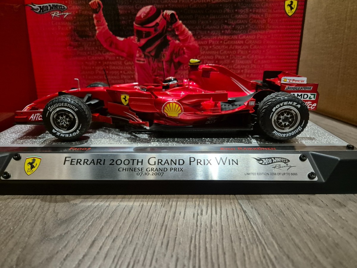 Hot Wheels 1.18 Ferrari F1 GP 2007 Kimi Raikkonen 200th GP win