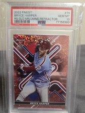 2022 TOPPS FINEST RS GL DMN DIAMOND REFRACT #79 BRYCE HARPER PHILLIES /50 PSA 10