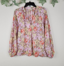 Lush Size S Boho Floral V-Neck Long Sleeve Ro...
