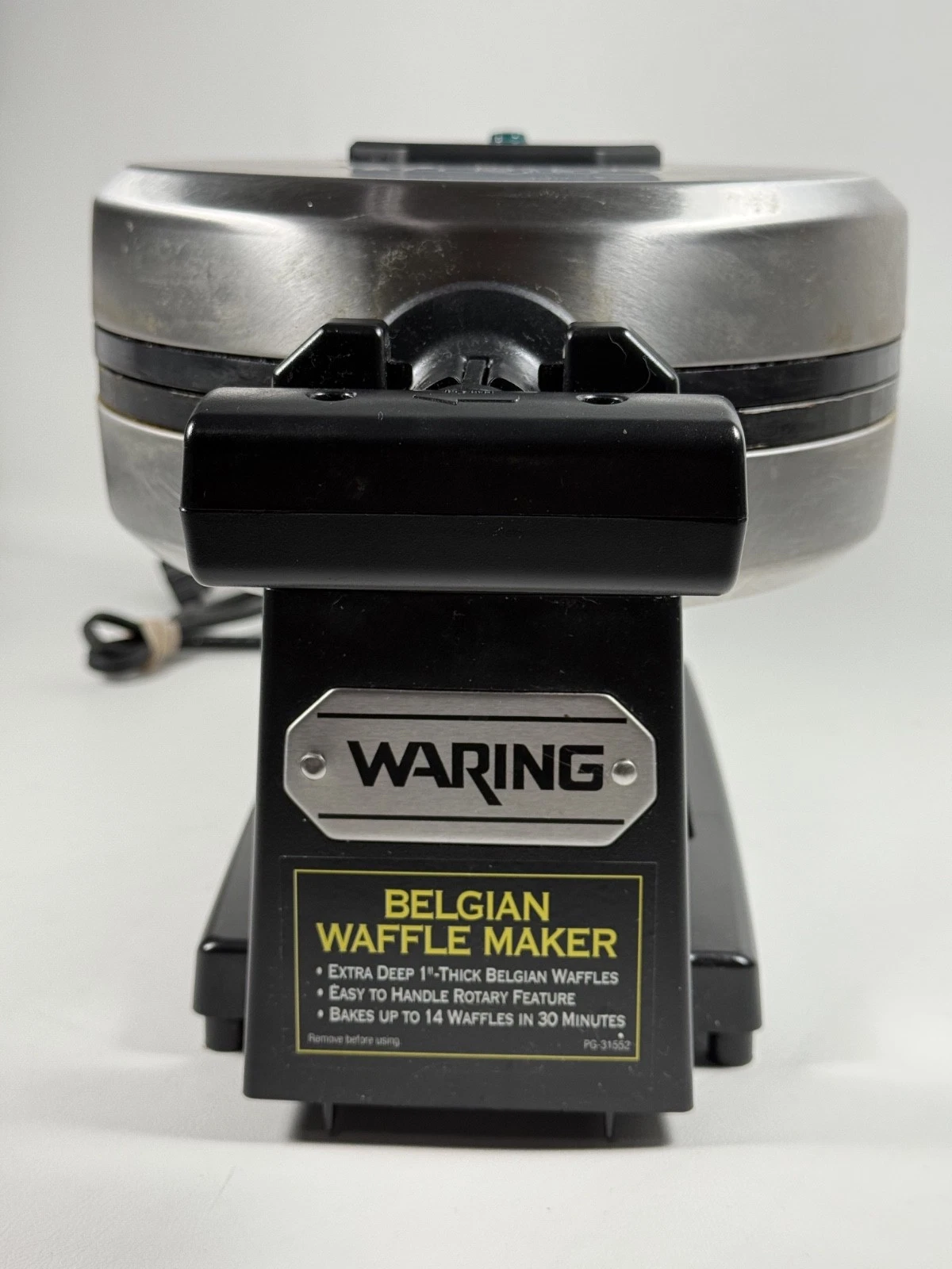 Waring Belgian Waffle Maker WMK200 Stainless Steel Rotating Tested and Works