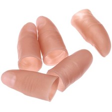 dophee Finger Magic Trick Fake Soft Thumb Tip Close Up Stage Show 5Pcs, Beige