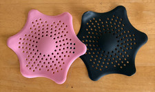 LOT OF 2 BATHTUB DRAIN STRAINERS PINK BLACK HAIR CATCHER NEW
