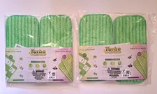 Turbo Microfiber Green Reusable Washable Mop Pads 4-Count For 12" Spray Mop