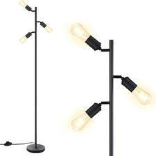Industrial Standing Lamp with 3 Adjustable Rotating Lights - Tree Floor Lamp for