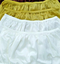 4 High Waisted Nylon Panties/ Double Layer Crotch/Dark Yellow White/ XL