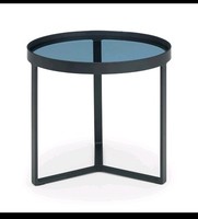 Julian Brown Loft Lamp Table Black Frame Smoked Glass Round Living Room
