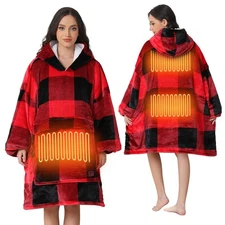 Wearable Heated Blanket Hoodie, Oversize Portable USB Heated Hooded Blanket 3...