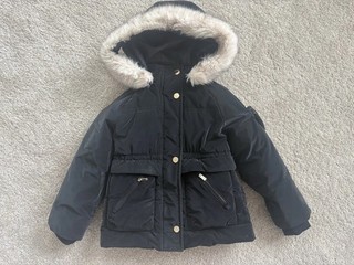 River Island Mini Girls Black Look Water Proof 3 4 Yrs Winter Coat Fur Hood