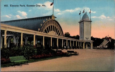 Electric Park Kansas City MO Postcard Elite Co. Amusement Park Tower c1910s