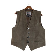 IOU Vintage Genuine Leather Suede Vest Brown Men Medium Western Rodeo Cosplay