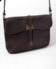 PRADA Leather Flap Crossbody Shoulder Bag Brown Silver Hardware USED