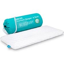 BLISSBURY King 2.6" Ultra Thin Memory Foam Pillow for Back & Stomach Sleepers