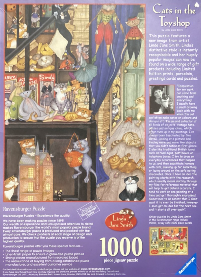 Puzzle Ravensburger 1000 Pezzi 'Crazy Cats Book Club' Di Linda Jane Smith, 2021