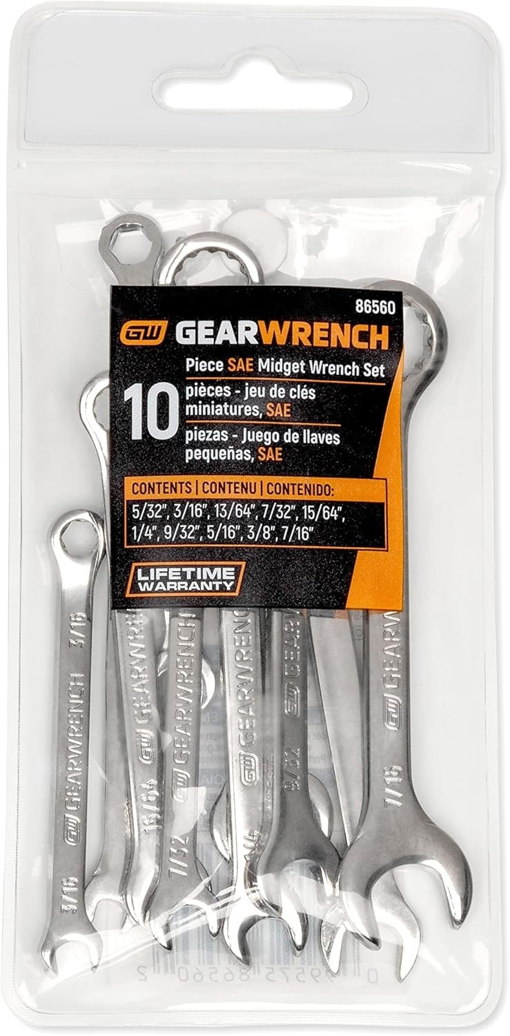 10 Piece SAE Midget Combination Wrench Set -