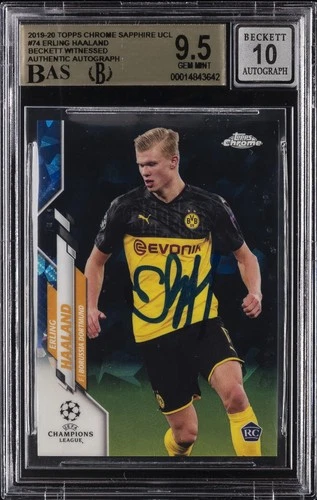 2019-20 Topps Chrome Sapphire UCL #74 Erling Haaland BGS 9.5