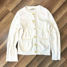 LOFT Women  s Small Ivory White Button Front Cardigan Sweater Pocket Knit