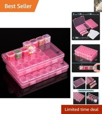 Crafty Storage Solution: 2 Pack Transparent Pink Bead Organizers, 56 Grids