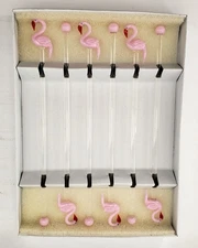 Swizzle Sticks Flamingo and Palm Tree Venezia Art Glass 8"