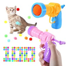 102Pcs Cat Ball Toy Launcher Gun Cat Balls Fetch Toy - Includes 100 Colorful ...