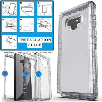 For Samsung Galaxy Note 9 Clear Rugged Shockproof Cover Case / Screen Protector