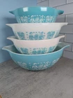 Vintage Pyrex Amish Butterprint Cinderella Nesting Bowls Set Of 4: 442  443  444