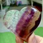 131G Natural Rainbow Fluorite Heart Carving Healing