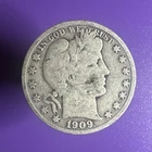 1909-S Barber Silver Half Dollar 50c Coin (B627)