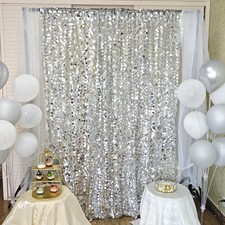 9FTx10FT Silver Sequin Backdrop 1 Panel,18MM Large Payette Sequins Backdrop, ...