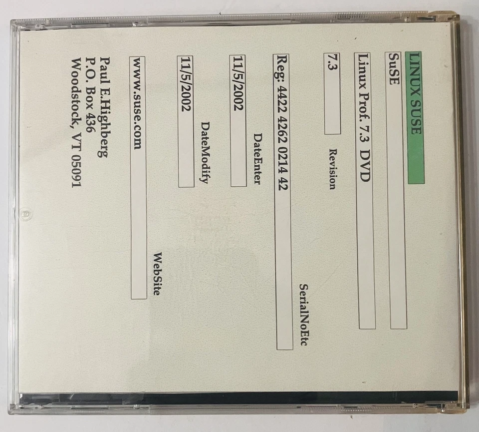 SuSE Linux Professional 7.3 DVD Install Disc | Vintage Linux OS | Tested | 2002 - Image 2 of 4