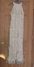 ELIZA J BEIGE/BLUE/PINK FLORAL SLEEVELESS EVENING FORMAL DRESS GOWN SIZE 2!