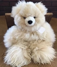 NWOT 11-12” Alpaca Plush Teddy Bear 100% Soft Beige Alpaca Fiber
