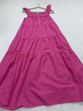 Old Navy Midi Dress Women Pink Cotton Flutter Sleeve Boho Vacay Preppy Medium