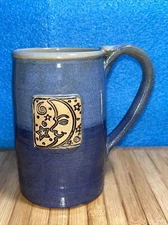 Vtg KEMPER POTTERY Handmade Blue Glazed Thick Clay Mug