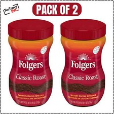 Folgers 2 Pack Classic Roast Instant Coffee  2 8-Ounce Jars 100 Pure Coffee