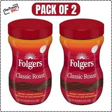 Folgers 2 Pack Classic Roast Instant Coffee  (2) 8-Ounce Jars 100% Pure Coffee