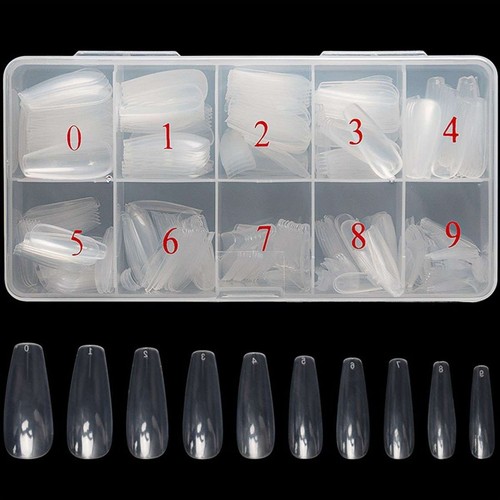 500/1000PCS Transparent French Natural Coffin Fake False Nails Tips Long Square - Picture 12 of 12
