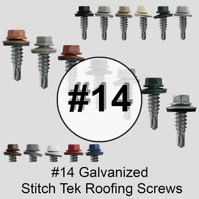 14 x 7/8'' Type #1 Stitch Tek Metal to Metal Hex Head Colored Roofing Tek Screws