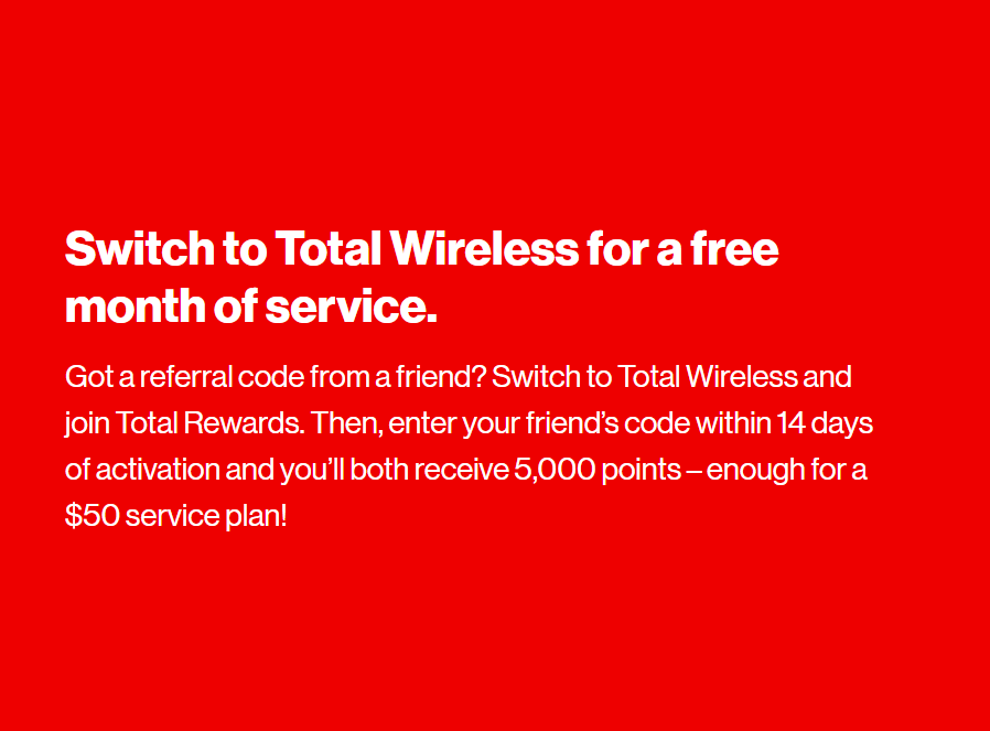 Total by Verizon, Total wireless  Referral Code $10