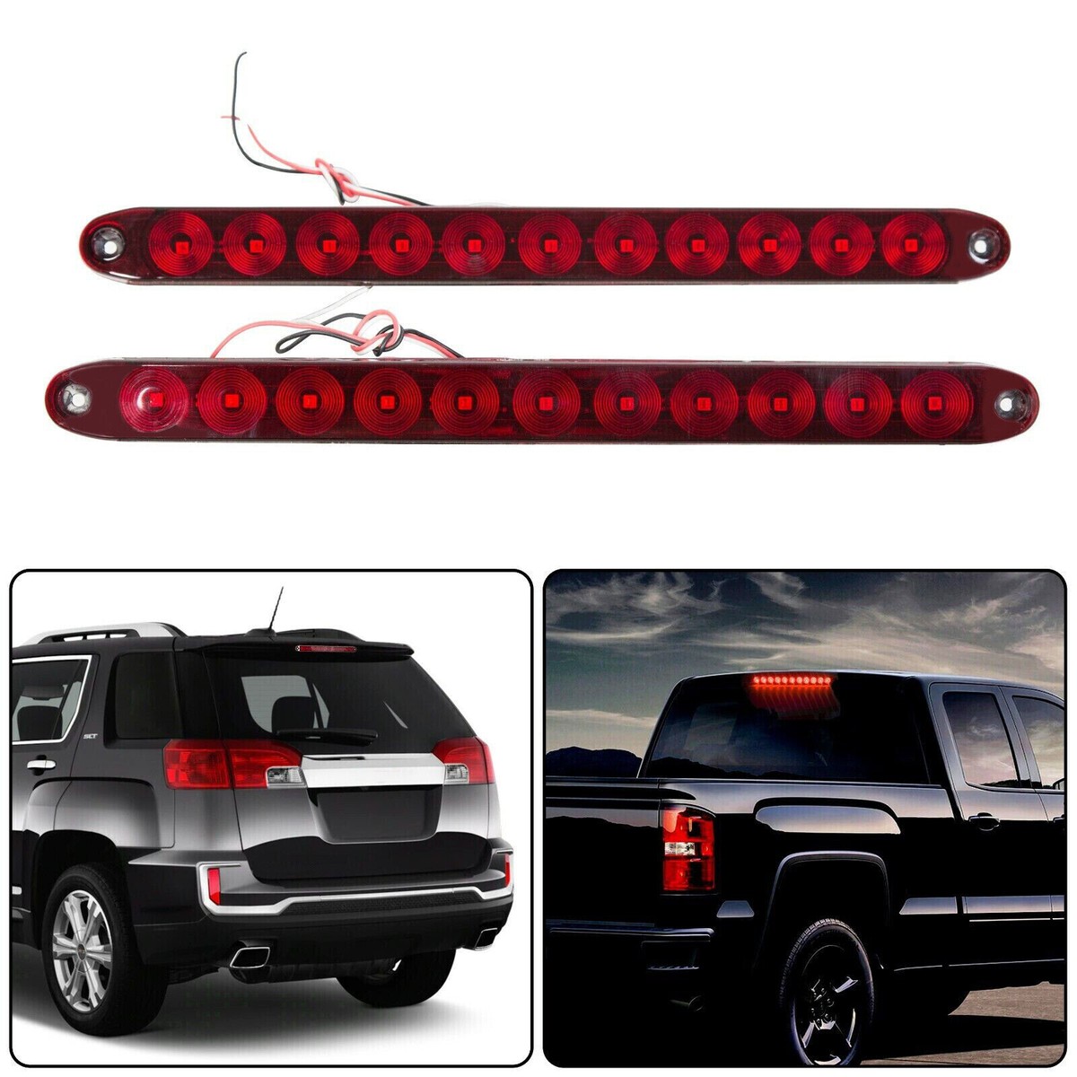 4-Pack 16 Inch Red LED Trailer Light Bars - Stop, Turn & Tail Lights With IP67 Waterproof Rating