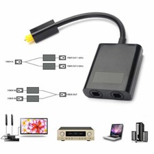 Dual Port Toslink Digital Optical Adapter Splitter Fiber Audio Cable 1 In 2 Out