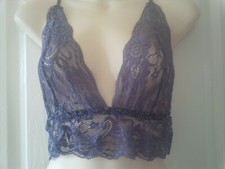 1 x Navy Sheer Lace Bralette Cami Crop Top 20 Spandex MEDIUM UK10-14 Brand New