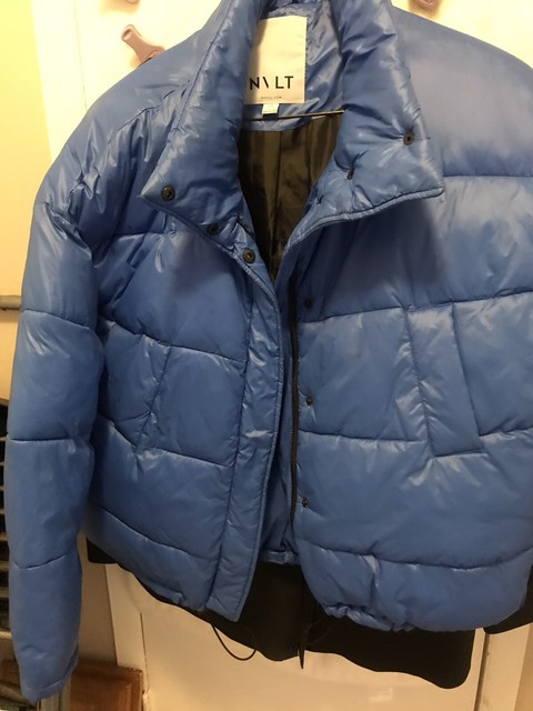 NVLT Funnel Neck Puffer Solid Blue Jacket Women /Rich Blue /Large. | eBay