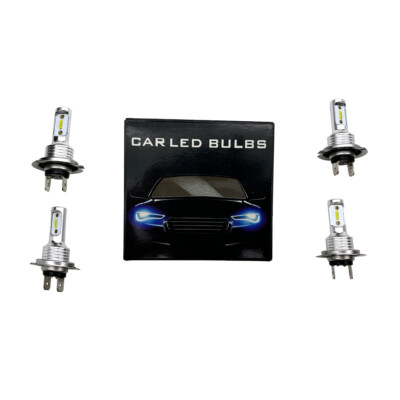 H7 LED Headlights Bulbs 10000K High Low Beams Kit Combo Super White Bright 4Pcs