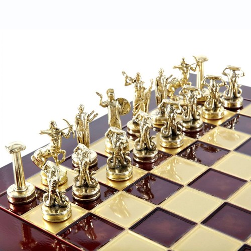 Giants Battle Chess Set Gold & Silver Chessmen Board 36cm Manopoulos S18RED - Picture 4 of 7