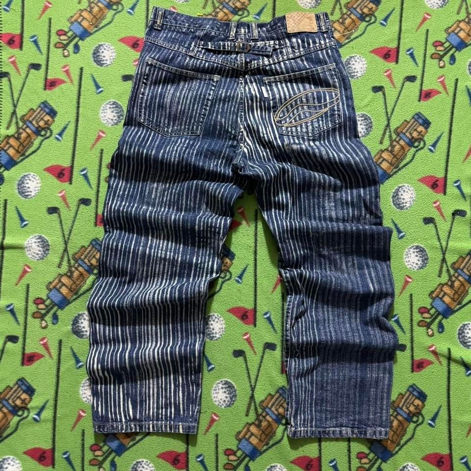 vintage 00s vans skate baggy wide leg pinstripes double knee denim jeans 34x31