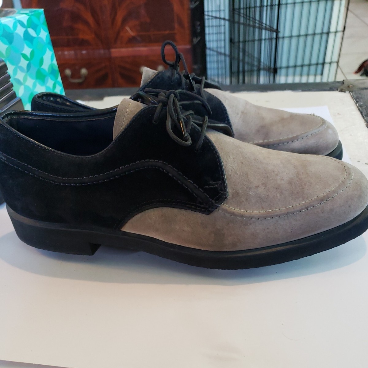 Vintage Hush Puppies w/ Spikes Golf Shoes Tan, Black Suede Lace Up