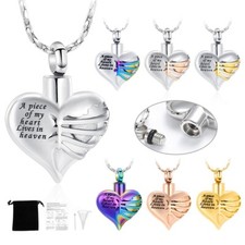 Heart Cremation Urn Necklace Pendant for Human Ashes - Heart Memorial Necklace