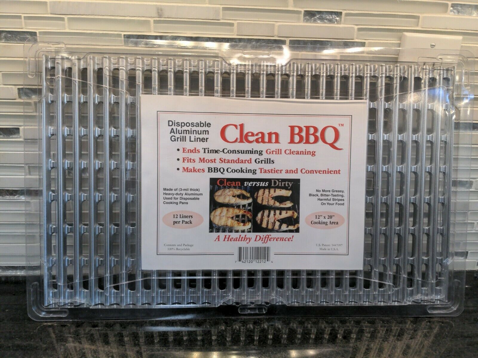 Clean BBQ Disposable Aluminum Grill Liner Set of 10 Sheets Topper Open