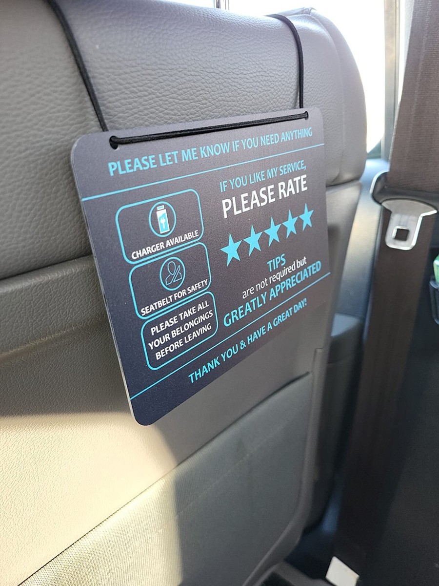 LYFT Rideshare Compatible Sign Car Accessories TIPS Rating Rate