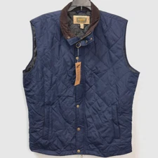 The Foundry Navy Quilted Lightweight Puffer Vest Men's LT Full Zip/Snap Button